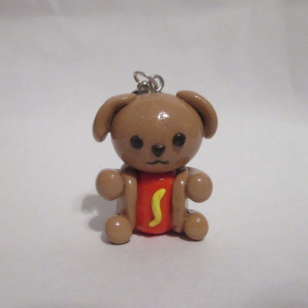 Handmade "Hot Dog" Dog Polymer Clay Charm